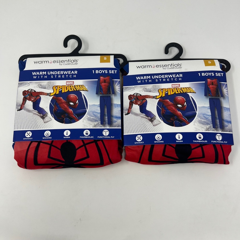 Warm Essentials Cuddl Duds Spiderman Underwear 2 pc Set Boys S 6/7 Marvel NWT